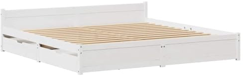 vidaXL Massivholzbett ohne Matratze Weiß 160x200 Kiefernholz