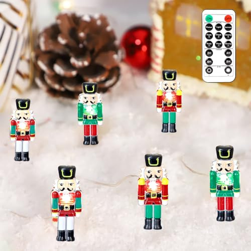 GORGE MOMENT Nutcracker Soldier String Lights with Remote, 10ft 30LEDs, Battery Operated with USB Cable Port, Warm Light Christmas Decor Gift Indoor Living Room Decorations Window Kid's Tent