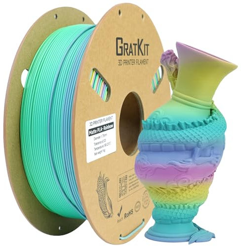 GratKit Mattes Regenbogen PLA Filament 1,75mm, 1kg Spule, Farbwechsel 3D-Drucker Matte Filament mit ±0,03mm Präzision, Mehrfarbig Farbverlauf High Speed PLA, Grape Crush, 1000g