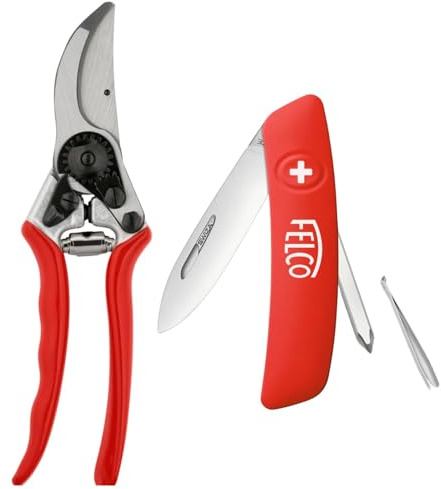 FELCO - Set Mit Gartenschere 11 und Multifunktions-Schweizer Messer 502, Unverzichtbare Werkzeuge für Garten und Alltag