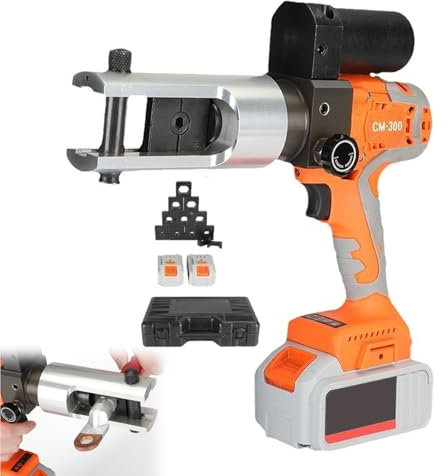 Electric Hydraulic Cable Lug Crimper Pliers, 60KN Rechargeable Hydraulic Crimping Tool Kits, with 11 Hydraulic Molds and 2 Batteries, Plastic Box, for Copper & Aluminium Terminal Lugs