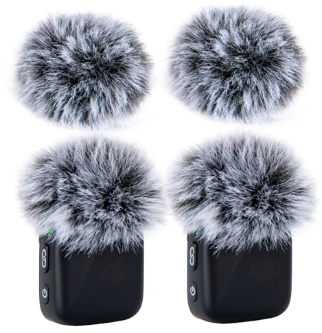 SUNMON 4 Stück Grau Windschutz Kompatibel mit DJI MINI Mic, pelziger Mikrofon Popschutz Schaumstoff, Muff Pop-Filter Rauschunterdrückung, Mikrofonabdeckungen Zubehör Lavalier Mikrofon