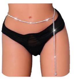 Coridy Sliver Rhinestone Waist Chains Crystal Waist Chain with Pendant Abdominal Chain Thin Minimalist Body Chain Jewelry for Women Beach Rave (A-Rhinestone-Sliver)
