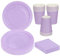 MestectPET 56 Piezas Vajilla Morado para Fiestas, Platos Vasos y Servilletas de Papel para 16 Invitados, Ideal Juego de Vajilla para Cumpleaños Bodas Aniversario Baby Shower Barbacoas