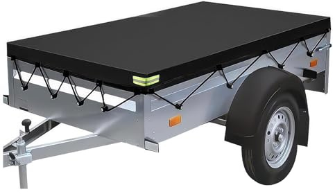 Copertura per rimorchio, 209 x 115 x 10 cm, copertura per rimorchi in PVC 420D con corda telata, copertura per telone da 750 kg, impermeabile, protezione solare, antivento, resistente agli strappi