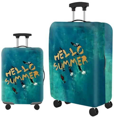 Homeyang Kofferschutzhülle Blauer Grünwal Kofferhülle Elastisch Polyester Spandex Koffer Hülle Schutz Waschbar Suitcase Cover Wiederverwendbar 18-32 Zoll Koffer Schutzhülle (S)