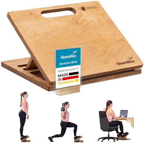 Skandika Wadendehner Vira | Wadentrainer aus Holz, Made in Germany, verstellbar mit 3 Stufen, belastbar bis 100 kg | Waden Trainingsgerät, Kniebeugentrainer