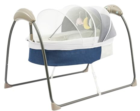 HPDTZ Elektrische Wiege für Babys, Stubenwagen und Krippe mit 3 Schaukel Geschwindigkeiten, Baby Bett als Nest mit Fernbedienung und Timer, Gondel mit Musik bis 10 kg