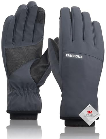 TRENDOUX Guantes Invierno Hombre Mujer, Guantes Tactiles Termicos Nieve, Anti Frio Impermeables Antideslizante Antiviento para Esqui Snowboard Ciclismo Conducir Movil Running Deporte - Azul Marino M
