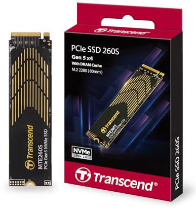 Transcend SSD Gen5 de 4 TB con disipador de Calor, hasta 14.500 MB/s, expansión de Almacenamiento para Consolas PS5, Compatible con computadoras de Escritorio/portátiles, Disco Duro Interno de Estado