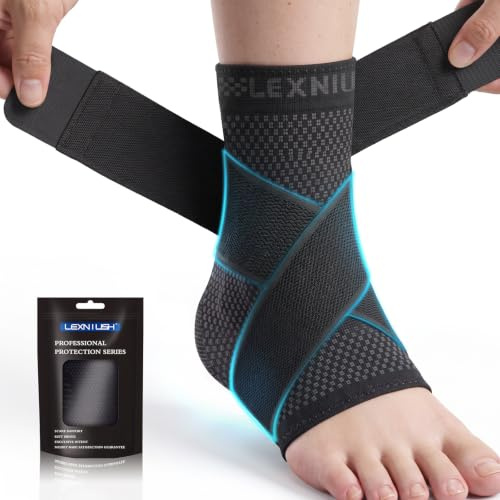 Lexniush Sprunggelenkbandage für Rechts/links, Knöchelbandage mit verstellbarem für Plantarfasziitis, Achillessehne, Arthritis, Orthopädische Fußbandage Kompressionssocken für Damen Männer Sport, L