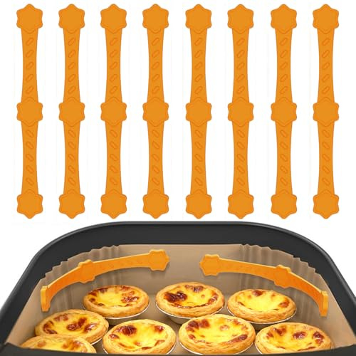Yieson Aimant Air Fryer Silicone, 12cm Long, Sans BPA, Antidérapant et Résistant à la Chaleur, pour Accessoires de Papier Cuisson, pour Ninja Cosori Philips Preventers (8, Orange)
