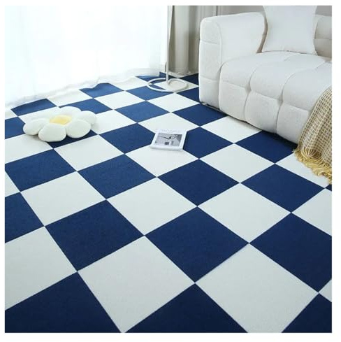 PUYUNA Losetas de Alfombra Autoadhesivas, 1-32 Unidades, for Suelo Oficina, insonorizadas, cuadradas, for empalmar (Blancas, 30 x cm, 24 Unidades)(White Sapphire Blue,30x30cm 16pcs)