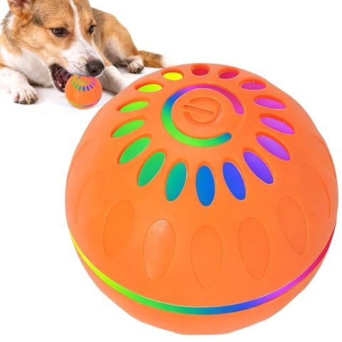 Ziennhu Jouet interactif pour chiens – Boule électrique intelligente | LED auto-enroulable et chats, balle de jouet ABS anti-ennui, durable, intérieur extérieur