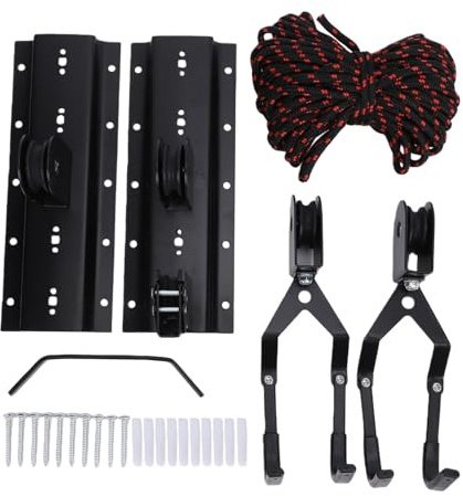 POENVFPO Polipasto para Bicicletas, de Polea Superior para Almacenamiento en Garaje con Construcción de Acero Resistente, Soporta hasta 40 Kg para Bicicletas, Kayaks, Escaleras