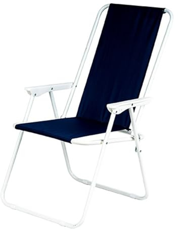 Sedia da Spiaggia e Giardino Pieghevole Relax Esterno con Spalliera Alta Blu Leggera e Robusta in Metallo e Tessuto 52x48x86 cm per Campeggio e Mare.