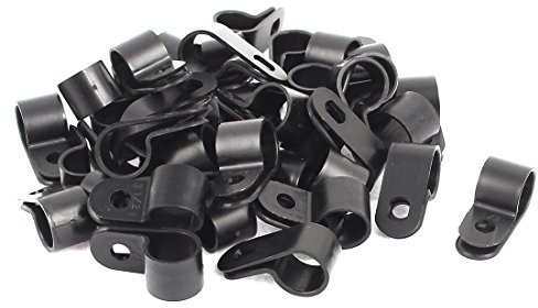 sourcing map 50Pcs Schwarz Plastik R Typ Kabel Clip Klemme für 12mm Dmr. Draht Schlauch