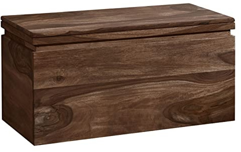 MASSIVMOEBEL24.DE | Toronto Truhe aus Massivholz Smoked Cherry - gebeizt Sheesham Stauraum + Sitzgelegenheit + Deckel 80x40x40 Aufbewahrungsbox Holztruhe Sitztruhe