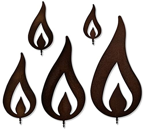 ARTTEC Flamme Kerze (Edelrostdeko) (5er Set) - hochwertige Gartendeko aus Metall - Edelrost Deko für Garten, Balkon & Terasse - Metall Deko zum Aufstellen - Made in Germany