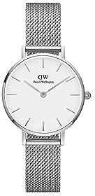 Daniel Wellington Petite Sterling, Silber/Silber Uhr, 28mm, Mesh, für Damen