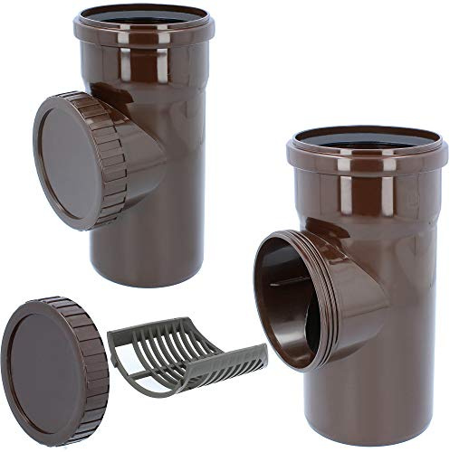 Filtre de gouttière DN 100 Ø 110 mm Marron | Filtre de tuyau de pluie avec tamis, évacuation de tuyau de pluie, collecteur d'eau de pluie, protection de gouttière, protection de feuilles, récupérateur