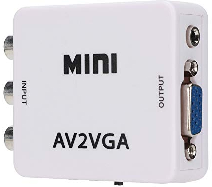 Diyeeni Mini convertitore VGA a video, adattatore composito AV a VGA, convertitore audio-video per decoder TV (bianco)