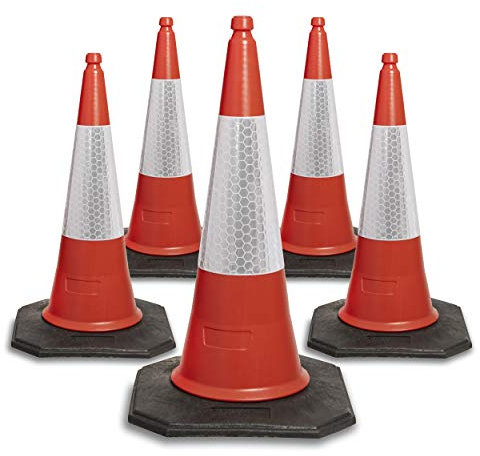 Pack of 5 Red traffic cones 750mm by innovatus
