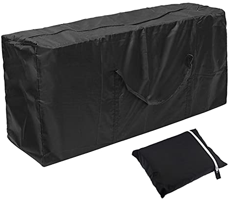 Auflagentasche Gartenpolster Aufbewahrungstasche Gartenauflagen Schutzhülle Oxford Aufbewahrung mit Tragegriff für Gartenmöbel Kissen Polsterauflagen Weihnachtsbaume, Schwarz (173 x 76 x 51 cm)