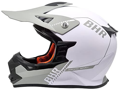 BHR Casco Cross 812 OFF ROAD | Casco Enduro Omologato ECE con Interni Removibili | Casco da Motocross Leggero & Sicuro con Chiusura a Doppio Anello |BIANCO OPACO | L
