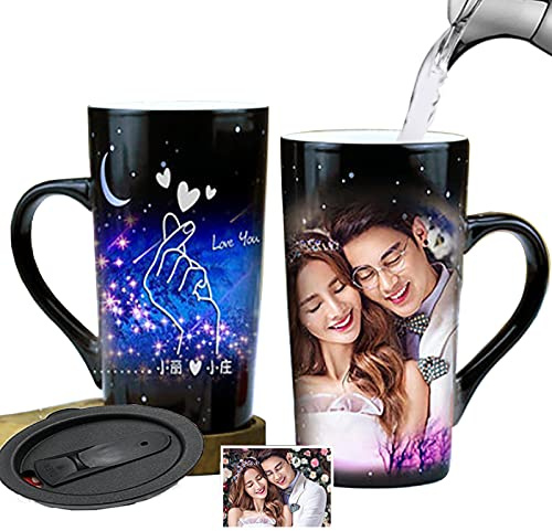Personalisierte Zaubertasse Farbwechsel mit Foto,Custom Geschenk,500ml | Collage Warmewechsel Kaffeetasse fur Erwachsene Geburtstag Jahrestag