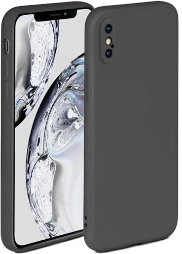 ONEFLOW Soft Case für iPhone X/iPhone XS Hülle aus Silikon mit Kameraschutz, Silikonhülle mit erhöhtem Schutz fürs Display, Backcover Schutzhülle, weiche Handyhülle, Anthrazit