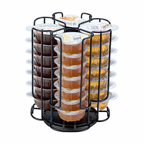 FlagShip Cocktail Pod Holder for Bartesian Pod Storage Save Space Counter Black Metal Smooth Rotation Carousel (28 Pods Capacity)