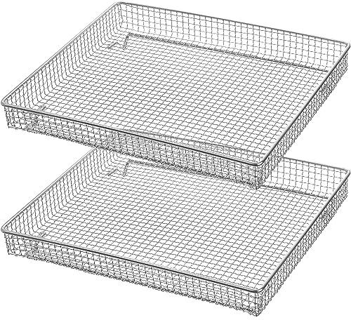 Elsjoy 2 Stück Backofen Edelstahl Grillkorb,Grillblech Backkorb, Kmpatibel mit TOA-60/65 Konvektionsofen Luftfritteuse Toaster, 304 Edelstahl Drahtgestell Backen Kühlgitter