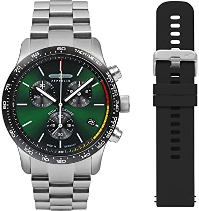 Zeppelin Night Cruise Herren Uhr analog Quarzwerk mit Edelstahl Armband 7288M-4