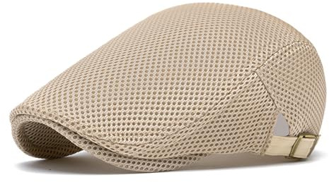 meioro Skärmmössa för män, andas, sommar, Newsboy Gatsby, basker för män och kvinnor, unisex, platt mössa, driving, glidande mössa, sportmössa, solhatt, platt keps, storlek 55–60 cm, kaki, En Storlek