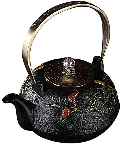 Teapot with Infuser 1L Cast Iron Teapot for Loose Leaf Tea and Teabags with Cool Toch Ergonomic Handle for Restaurants Conference Rooms Living Room