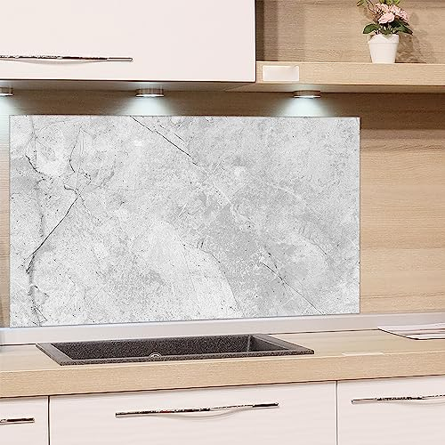 GRAZDesign Spritzschutz Küchenrückwand Glas Küche für Herd & Küchenspüle, Granit Optik in grau | Glasplatte Rückwand Küchenwand | 60x60cm