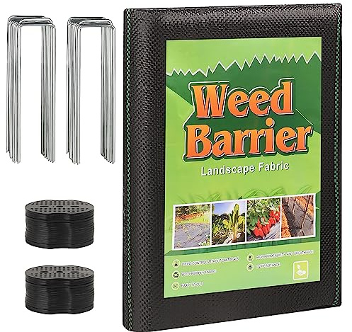 Unkrautvlies Gartenvlies gegen Unkraut mit Uförmige Garten Heringe，Unkrautgewebe wasserdurchlässig gegen Unkraut, Unkrautvlies Gartenvliese mit UV-Schutz, Bändchengewebe reißfest (25m² (25m x 1m))