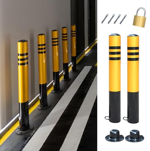 Dissuasore Parcheggio Dissuasori di Parcheggio Rimovibili per Garage, Palo Riflettente Della Barriera di Sicurezza, Tubo Metallico Bloccante per Aree Sensibili Al Traffico, Bulloni e Serratura Inclusi