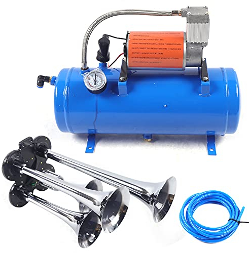 150PSI Train Luft Hupen Kit mit 6L Tank, 12V Train Luft Horn Kit Luft Kompressor Air Horn Kit Lufthorn Reifen für LKW SUV Car Truck