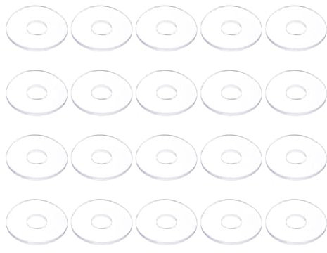PATIKIL Nylon Flat Washers 4mm ID, 13mm OD, 1mm Thick M4 Metric Plastic Flexibility Gaskets Round Spacers-Applications for Faucet Valve Water Pipe Hose-[Qty 20 Clear]