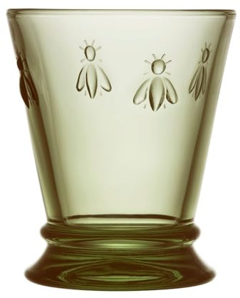 La Rochère-Lot 6 verres à eau vert olive-ABEILLE-Origine France Garantie