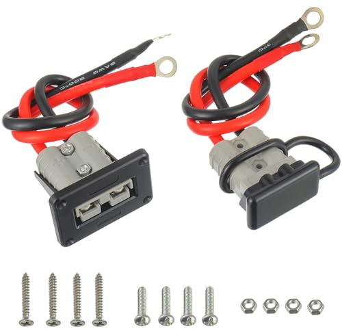 EPLZON Conector de desconexión rápida de batería de 50 amperios, 8 AWG, 30 cm, terminal de junta tórica con soporte y cubierta protectora para cabrestante de coche, remolque, baterías, motores y