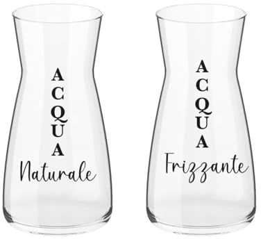 Naturale e Frizzante Coppia Caraffe Brocche Personalizzate Adatte ad Acqua Vino Birra Tutte le Bevande Idea Regalo Casa Cena Pranzo Feste Famiglia Natale Compleanno Decorazioni