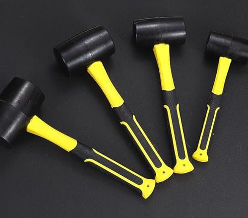 UNGFEI 3 PCS 8oz, 16oz, 24oz Rubber Mallet Hammer Set for Camping Heavy Duty Black Rubber Mallet for Bricklaying, Paving Slabs, Tent Stakes
