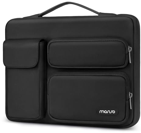 MOSISO 360 Protective Laptop Case 17.3 inch Side Open Bag, Black | Compatible with Dell HP Lenovo Asus Acer, Scratch-resistant, 17 inch Laptop Carrying Sleeve with 2 Raised&1 Flapover Pockets