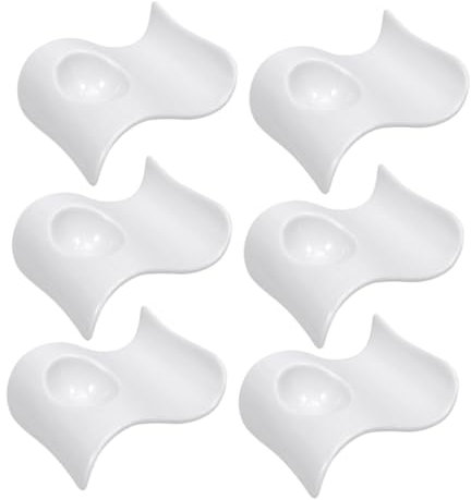 Hoement 6piezas Hueveras De Cerámica Blanca para Desayuno Soporte Práctico para Huevos Cocidos y Aperitivos Diseño Moderno y Ligero