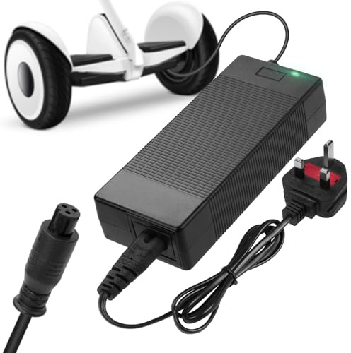 Ainiv 42V 2A Electric Scooter Charger 3 Pin 8mm DC Port Universal Power Adapter, 36V Lithium Battery Charger for Hoverboard, Self-Balancing Scooter, Drifting Board, Unicycle, Electric Bike