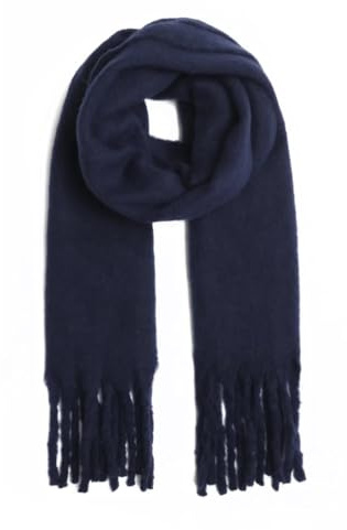 stylx Damen Web Strickschal UNI FARBEN und langen dicken FRANSEN, warmer Winter, Stola