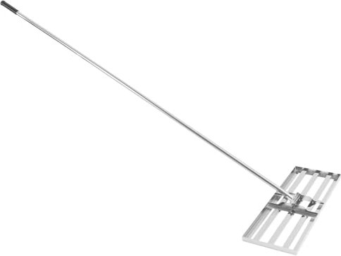 Rechen, T-förmig Rasen-Nivellierrechen Boden-Rasenrechen Rasen-Nivelliergerät mit Rutschfester Gummigriff, für mulchen, zu düngen, Laub aufzufegen im Gärten, Golfplätzen, 75*25*200cm Silber